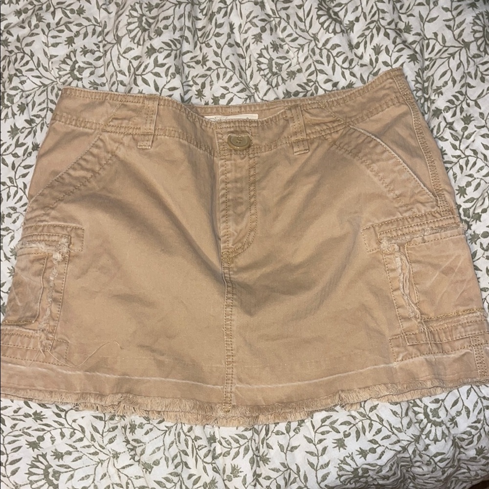 Khaki Mini Skirt with Pockets